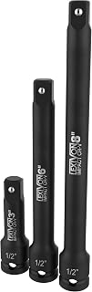 LEXIVON Impact Driver Extension Bar Set, 1/2" Drive | 3-Piece 3" 6" & 8" Long, Organized In A Tray | Hardened and Heat Treated Chrome Vanadium Steel (LX-115)