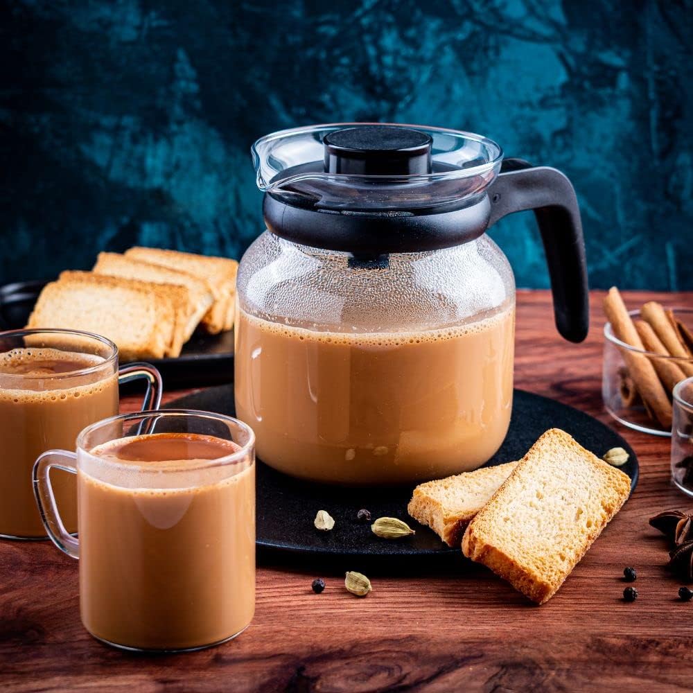 Borosil Classic Glass Tea Set, 190ml, Clear