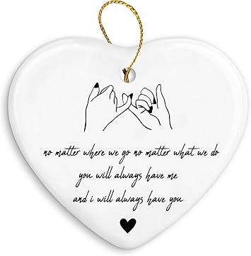 QIYUHOY Friend Gifts for Women,Friendship Gifts for Long Distance Friends,Going Away Gifts for Coworkers,Ceramic Heart Keepsake Christmas Ornaments Gifts, Hanging Ornaments