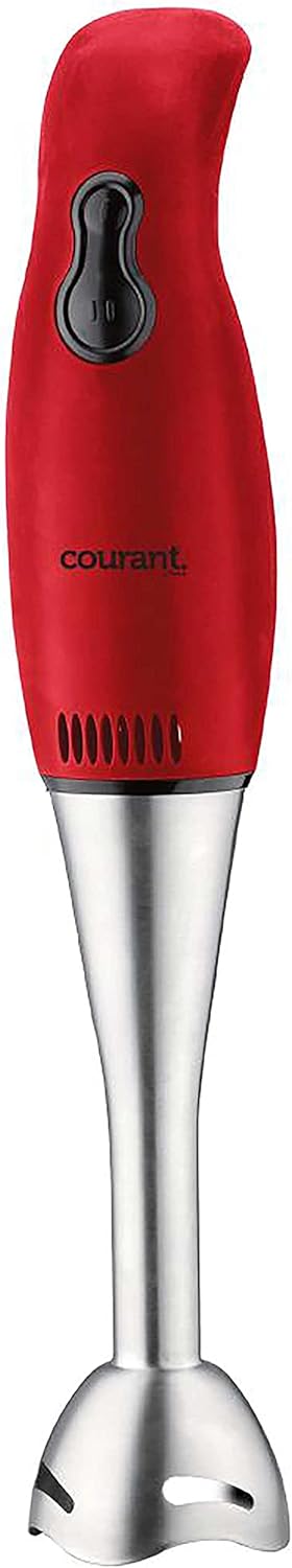 Courant 2-Speed Hand Blender w/ 200W, Stainless Steel Leg, Easy to Clean Stick Blender, Blends Purees, Smoothie, Crushes Ice - Red