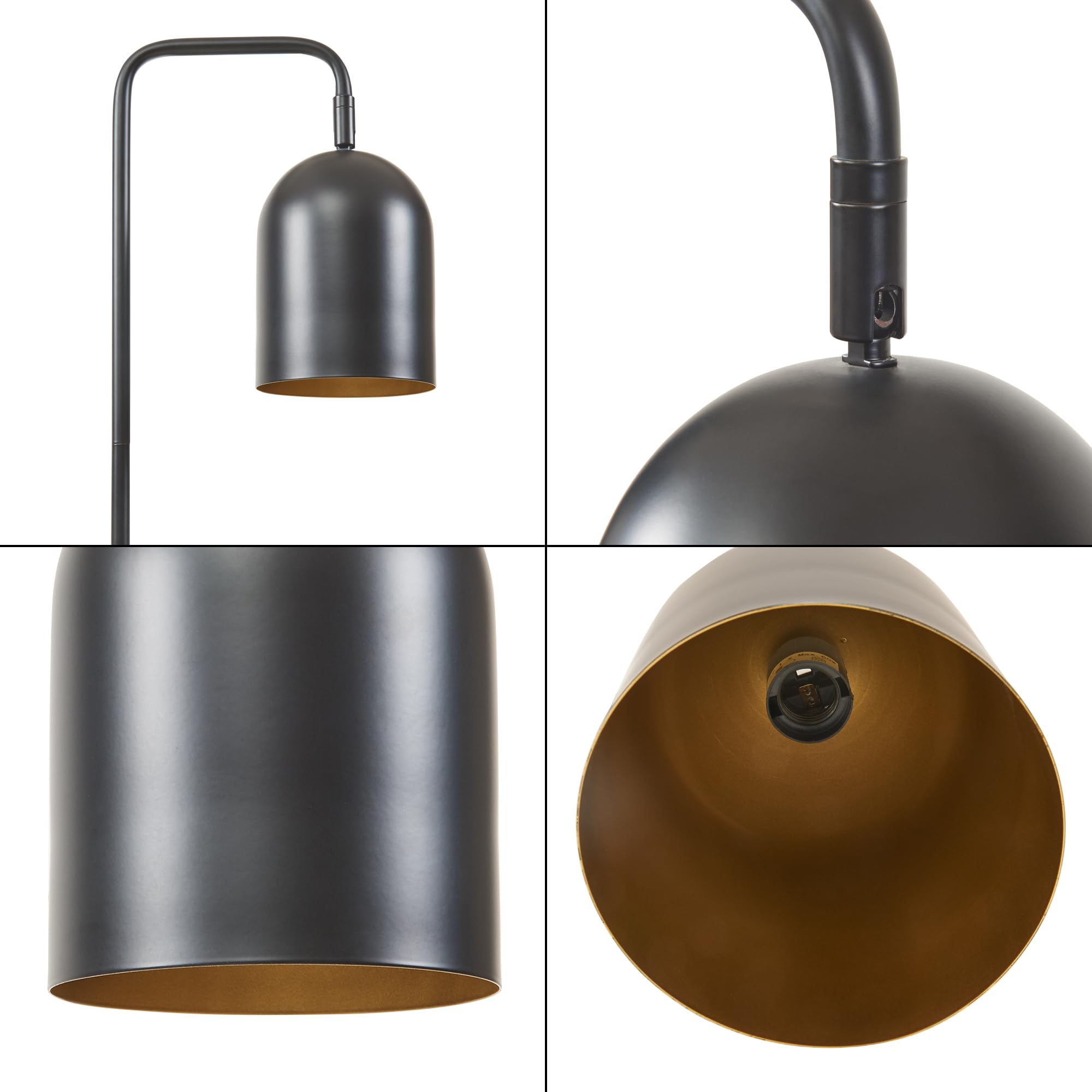 lux.pro Lámpara de pie Barnard Lámpara de Suelo con Pantalla para Salón Despacho Dormitorio Oficina Estilo Moderno Metal 159 cm - Negro