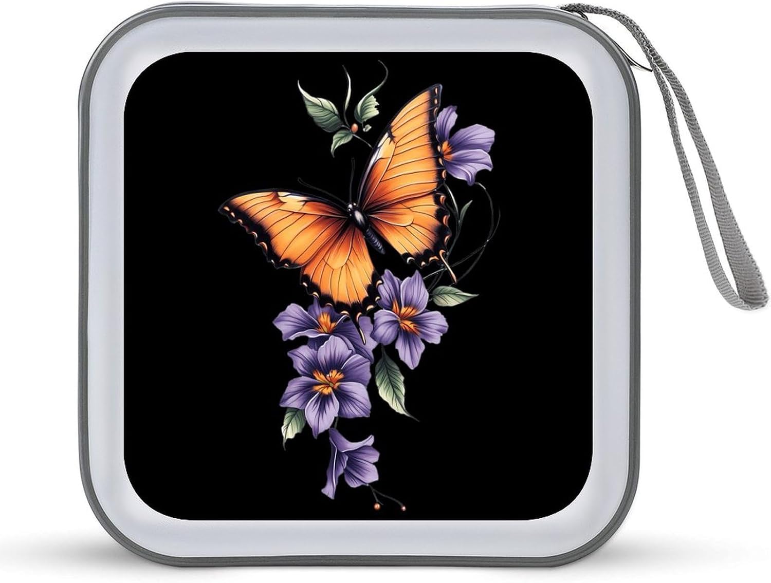 Butterflys Hibiscus Syriacus Flowers CD Case DVD Storage Holder Binder 40 Capacity