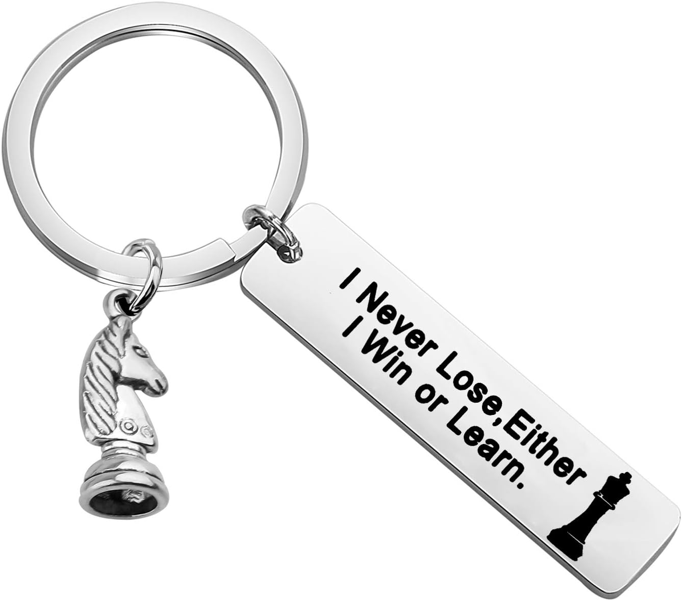 MYOSPARK Chess Lovers Keychain Gift I Never Lose I Either I Win Or Learn Keychain Chess Gift for Chess Player Chess Master