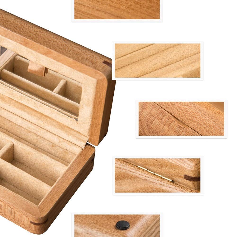 Caja de almacenamiento de joyería, regalo para mujer, joyero de madera maciza, portátil de viaje con espejo, maquillaje, regalo para novias Beauty Comes