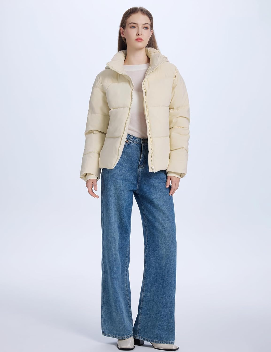 Wyeysyt Womens Cropped Puffer Jacket Warm Winter Quilted Jacket with Removable Hood Short Padded Coat - Image 6