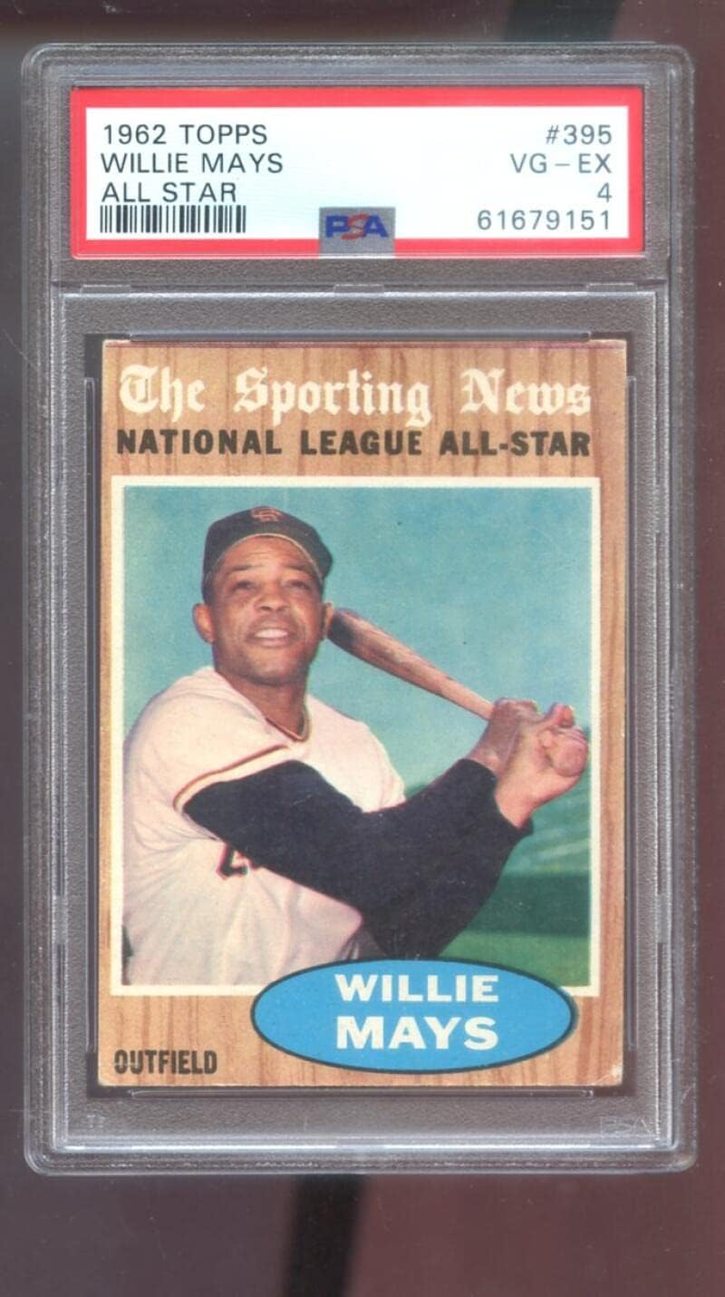 1962 Topps #395 Willie Mays All-Star PSA 4 Graded Baseball Card MLB The Sporting News San Francisco Giants