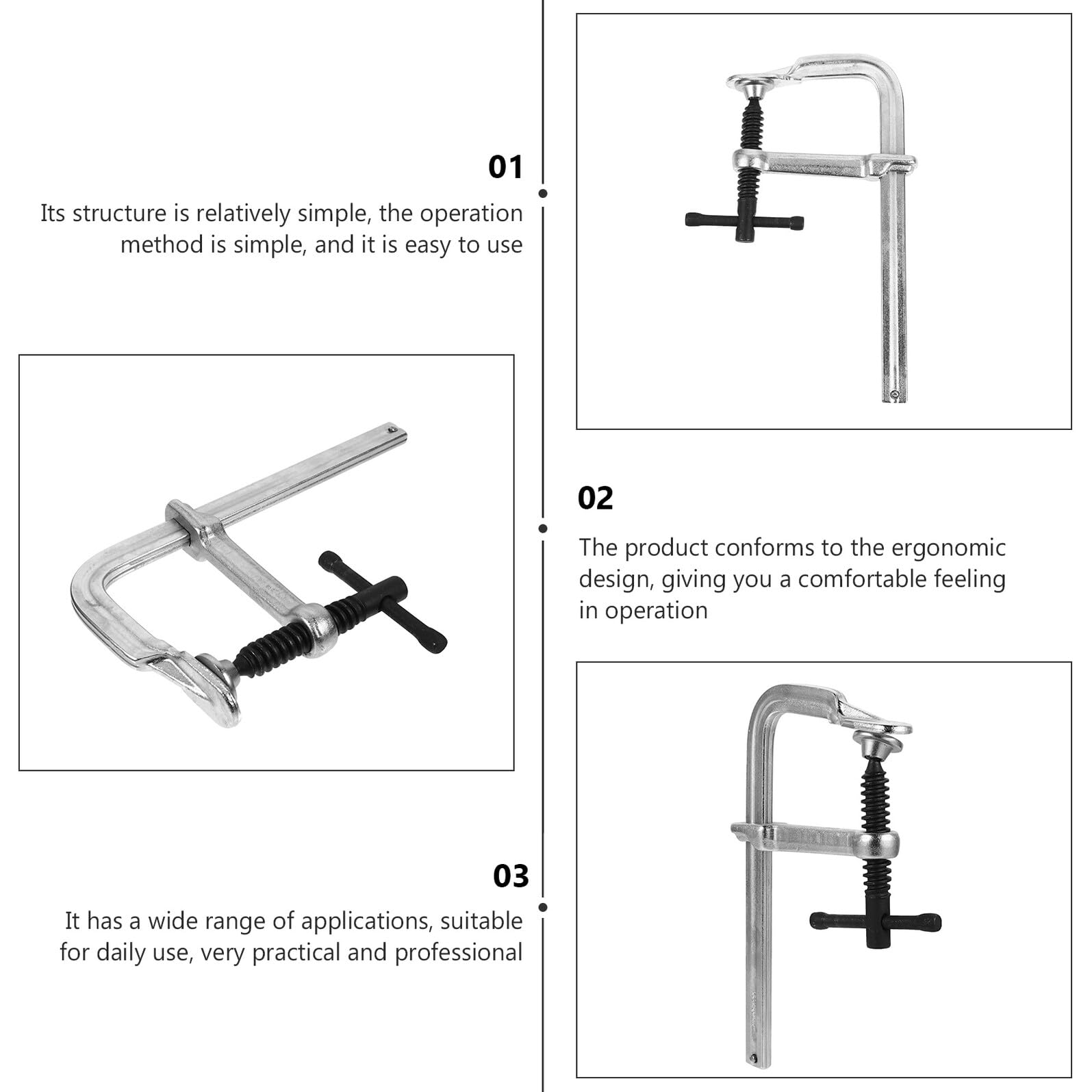 KOMBIUDA Serre-joint Robuste pour Menuiserie Pince de Fixation Lourde avec Poignée Ergonomique Protection de Surface Résistant Corrosion Outil de Serrage Polyvalent pour Bricolage