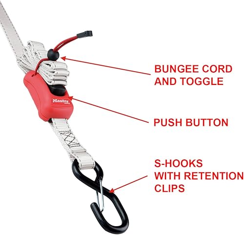 Miniatura 5 de Master Lock 3313EURDAT Correa de amarre con ganchos y hebilla, 5.9 ft x 0.984 in, gris