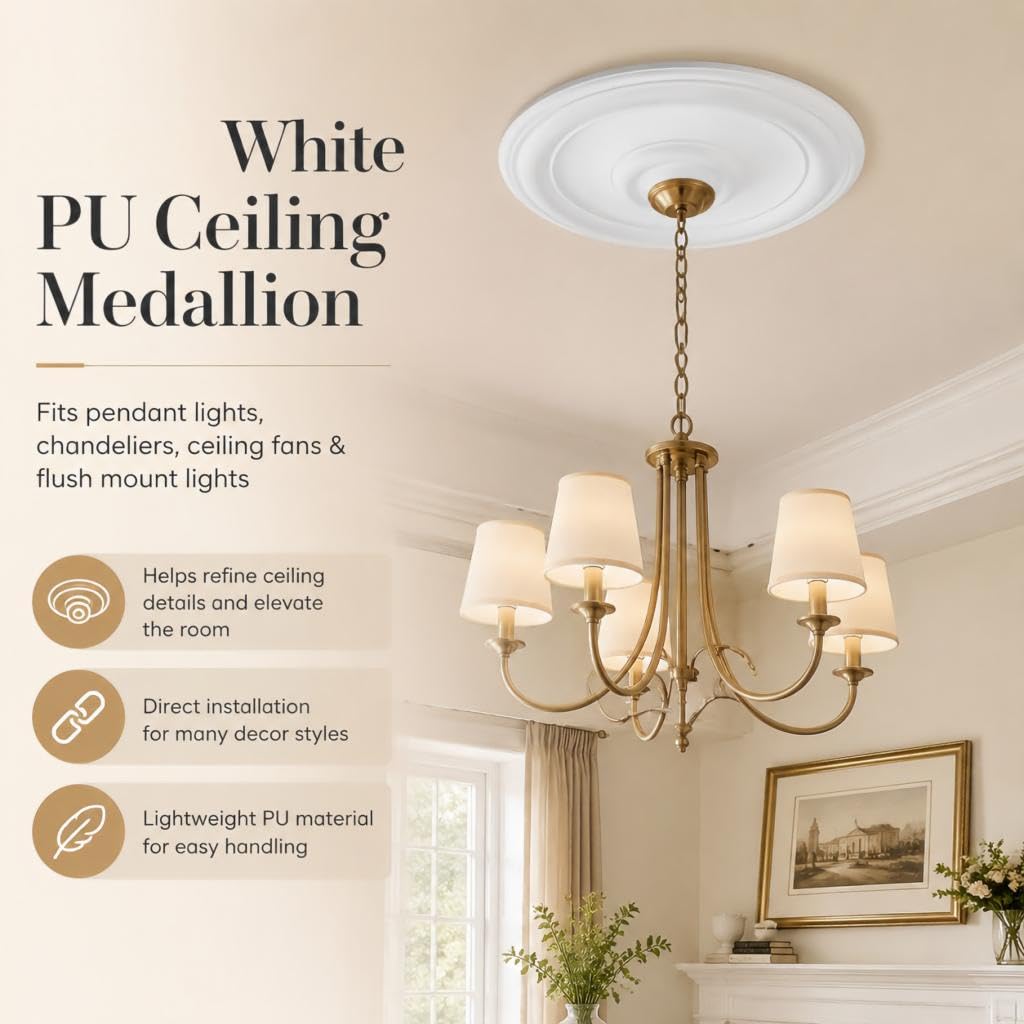 Wealrit White Decorative Round Ceiling Medallion 1PCS, 12" OD — Amazon image 4