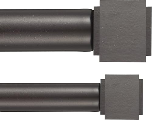 Miniatura 4 de Barras de cortina dobles con remates cuadrados de aleación de aluminio resistente, varillas telescópicas de 72 a 144 pies, 1 pulgada de diámetro