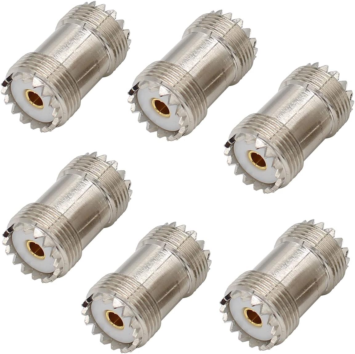SO239 Barrel Connector, 6-Pack PL259 Coupler UHF Female to Female RF Adapter Coax Coaxial for CB Ham Radio Antenna, SWR Meter Cable Extention