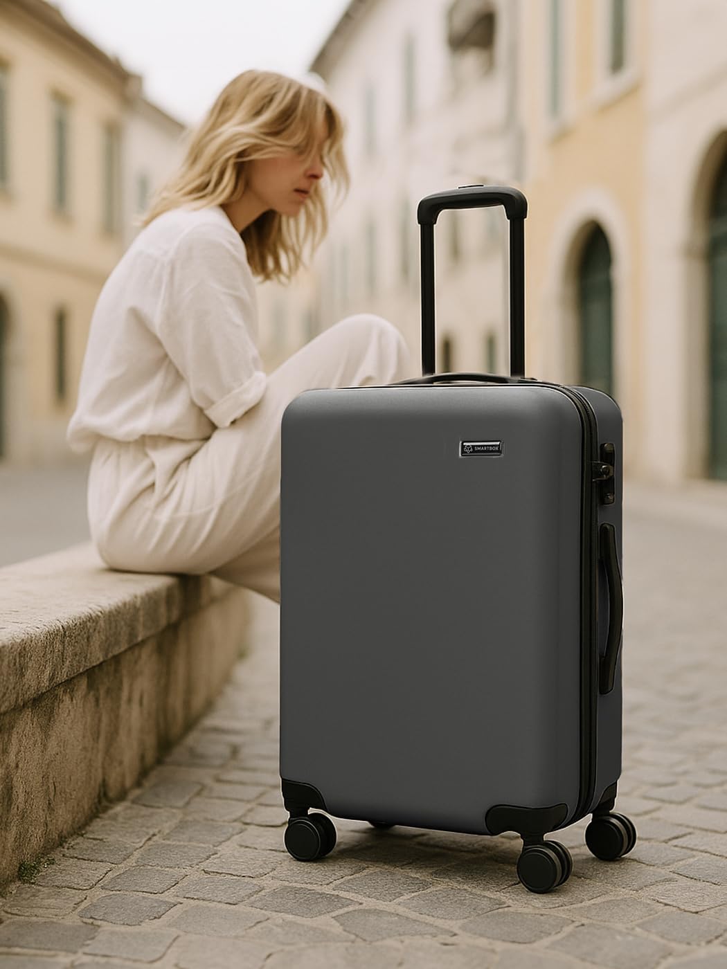 SMARTBOX Hartschalen-Koffer M 66x43x27 cm ABS 4-Doppelrollen | Edition 05, Volumen 61 L, Zahlenschloss, leicht, Rollen vertieft