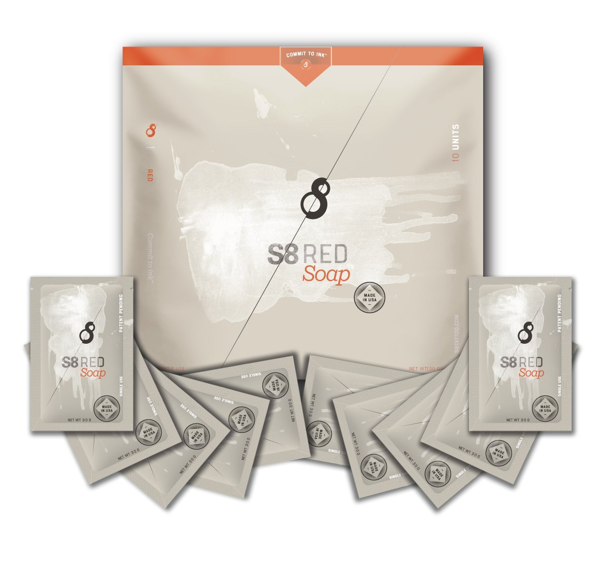 S8 RED Tattoo Soap Alcohol Free 10x Individual Packets