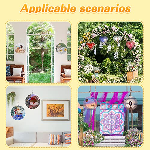3D Aluminum Sublimation Wind Spinner Blanks For Heat Press Garden Yard Outdoor Decorations Hanging Spinner Suspension Trim (Round & Flower & Heart, 8 Inch) #TOP5