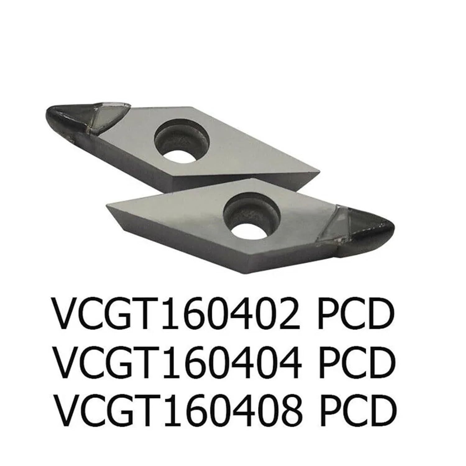 Lathe bits Cutter Inserts 2 PCS VCGT110302 PCD/VCGT110304 PCD/VCGT160402 PCD/VCGT160404 PCD Polycrystalline Diamond Blade Tools for Aluminum(VCGT160408 PCD)