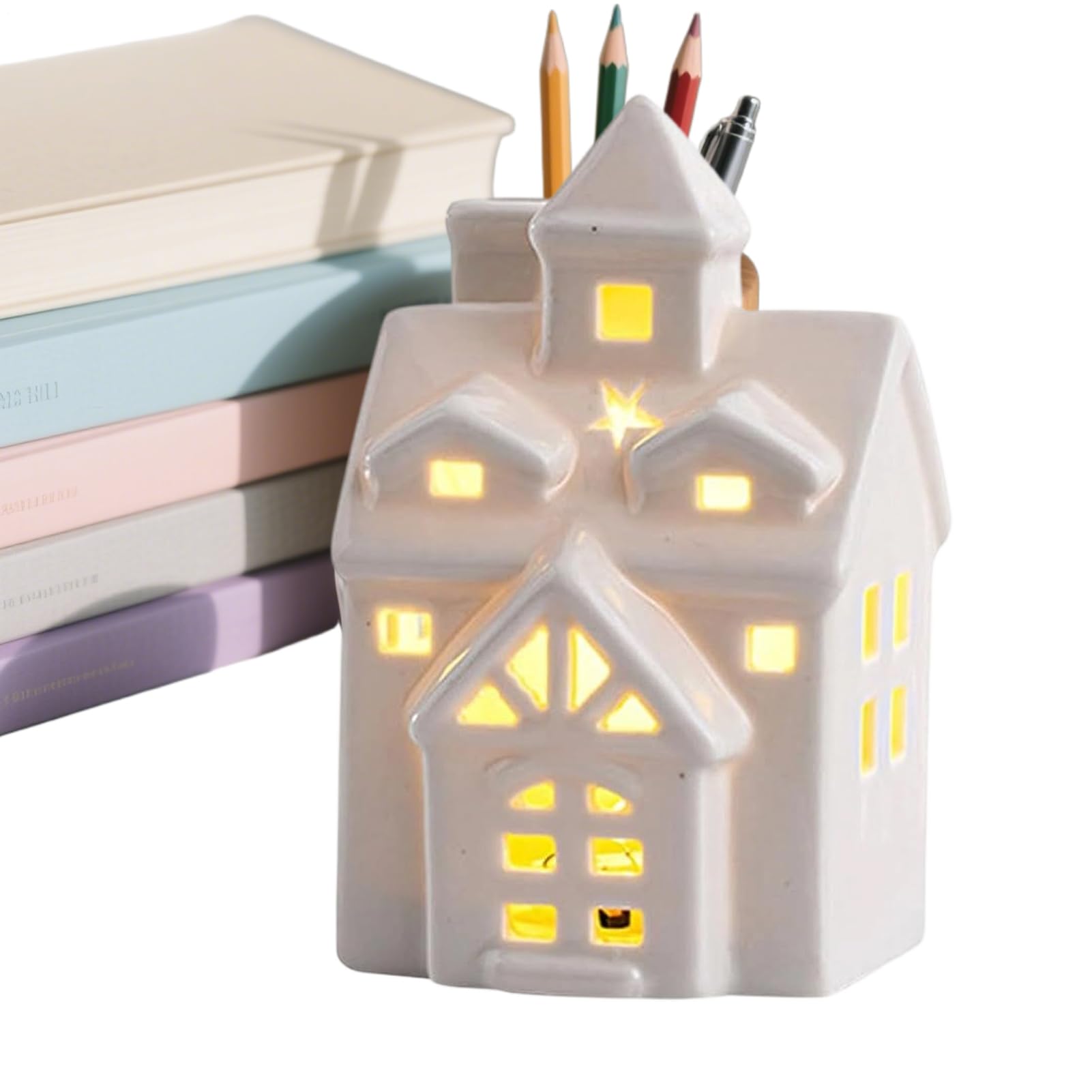 Maison en céramique avec lumières pour réveiller la magie des fêtes en famille