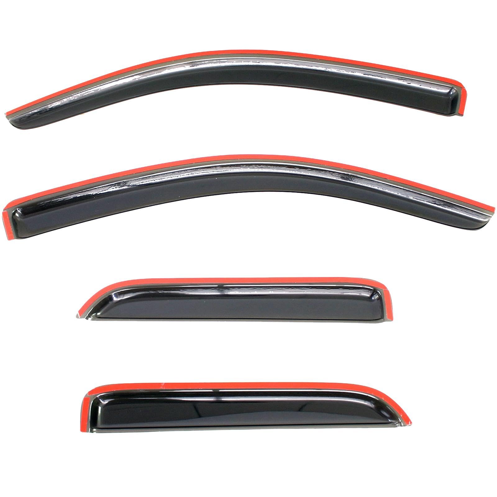 4 deflectores de viento para ventana delantera y trasera, compatible con Silverado/Sierra 14-18, deflectores de viento para ventana de cabina doble, exterior, estilo de montaje exterior