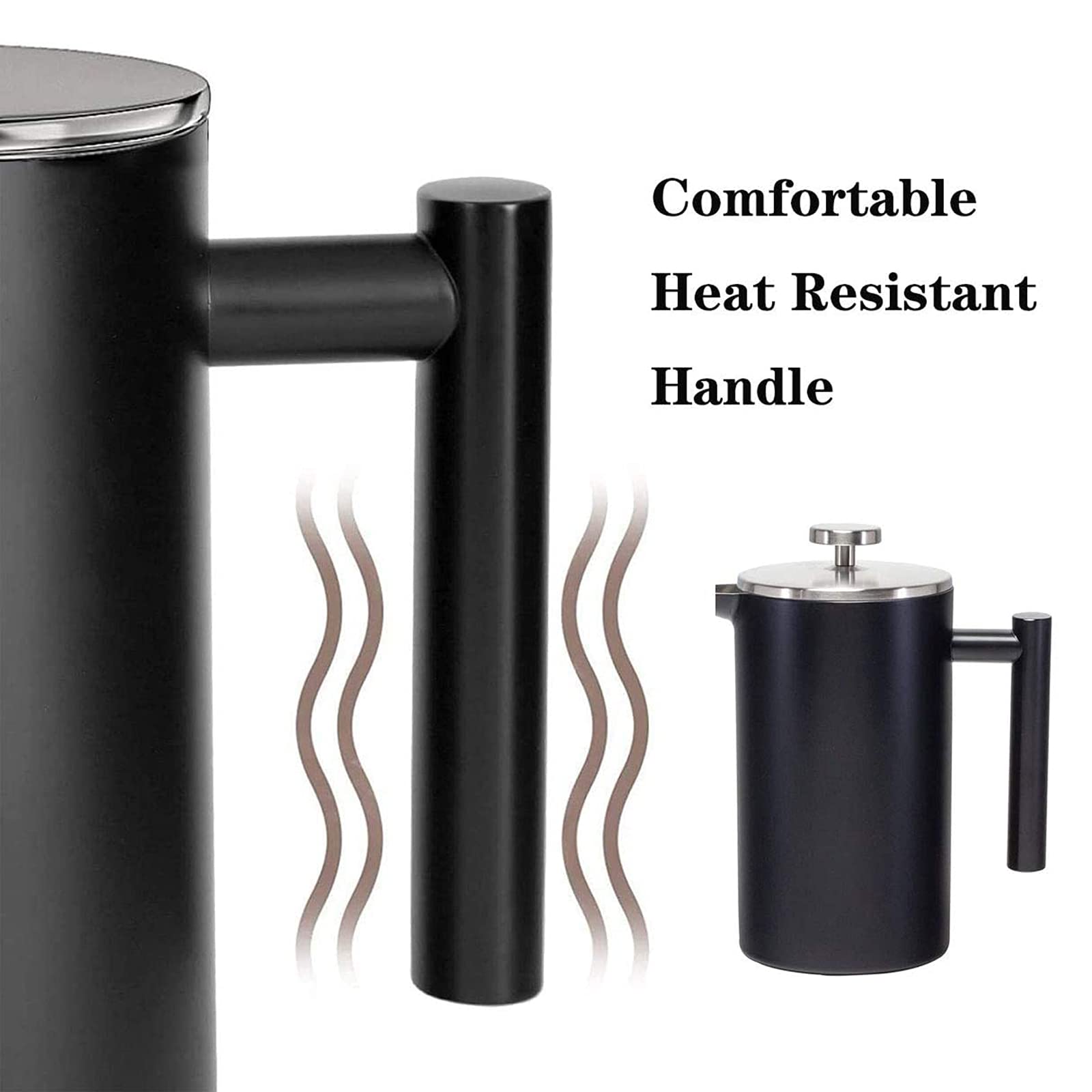 Cafetiere French Press ekspres do kawy, stal nierdzewna podwójna ścianka odporny na ciepło dzbanek do kawy na dobrą kawę w domu i biurze, 350 ml