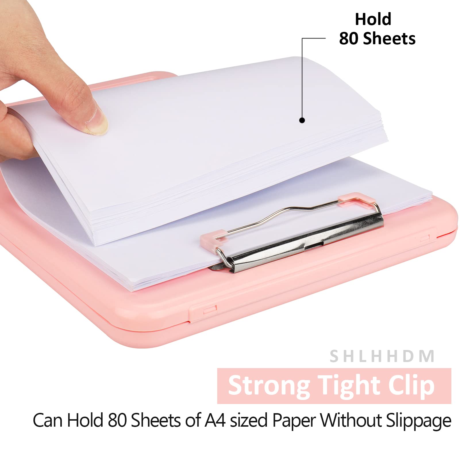 Portapapeles A4, carpeta organizadora con clip, caja de archivos, resistente al agua, con almacenamiento, estuche para documentos con clip, escritura y dibujo (rosa)