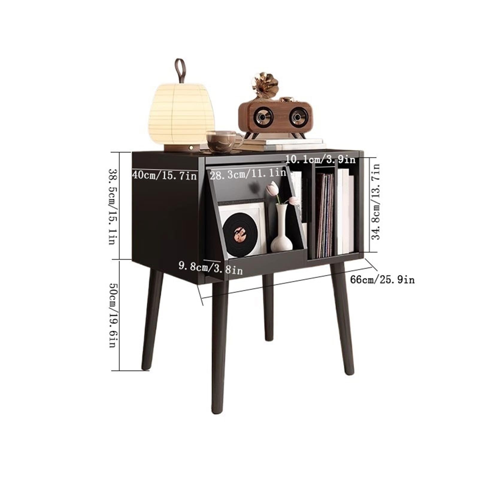 Custodia per CD Mobiletto porta CD retrò con cassetto nascosto e ripiano dischi in vinile in legno Portadischi(Nero)
