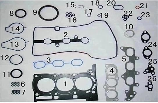 1KRFE 1KR Engine Full Gasket Set, Compatible For Daihatsu SIRION STORIA, Compatible For Toyota AYGO YARIS VITZ VIOS, Compatible For Citroen C1, Compatible For Peugeot 107 1.0L 50257000
