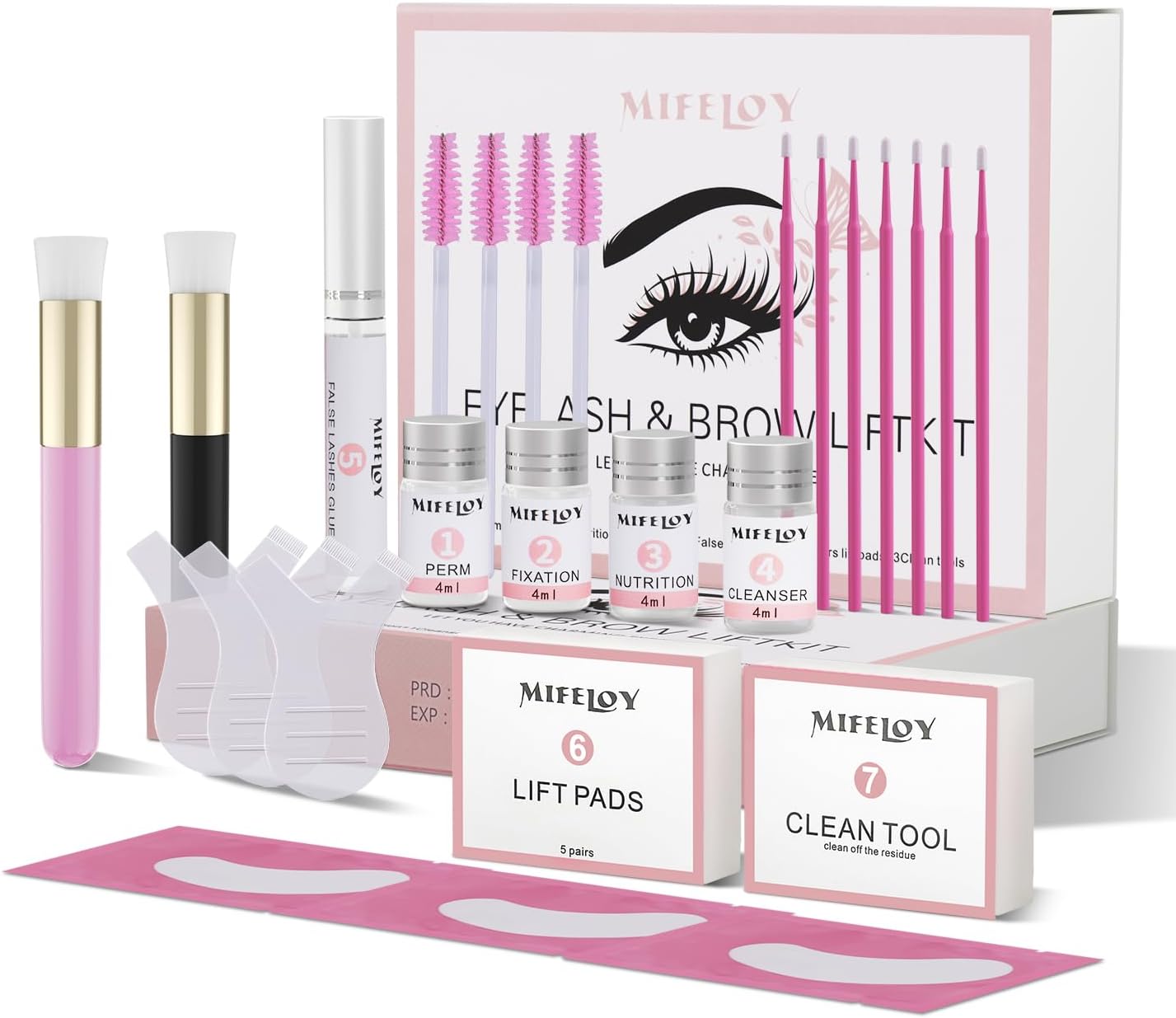 Eyelash Brow Lifting Kit, Eye Lash Perm Kit, Curling Perming Wave Eyelashes, Professional Lashes Extension Set, Semi Permanent Eyebrow Lamination DIY Beauty Tools for Women Beginner Salon Home Use