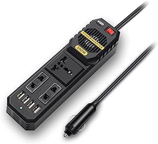 Tempaky Inversor de energia de 200 W DC 12V para AC 220V Conversor de energia para veículos com 3 tomadas AC 4 portas de carregamento USB Isqueiro Ventilador de resfriamento Adaptador de carregador de