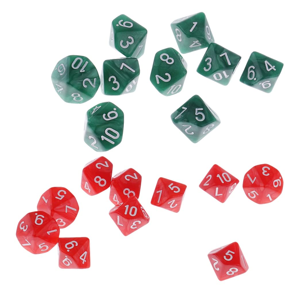 HXSCOO 20pcs Plastic 10-Sided Dice D10 for Table Game