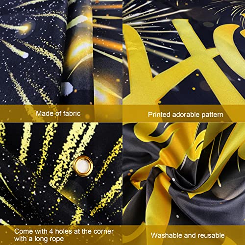 Happy New Year Banner Gold Firework Happy New Year Decorations New Years Backdrop for 2024 Party Decorations New Years Eve Banner for New Years Party Supplies
