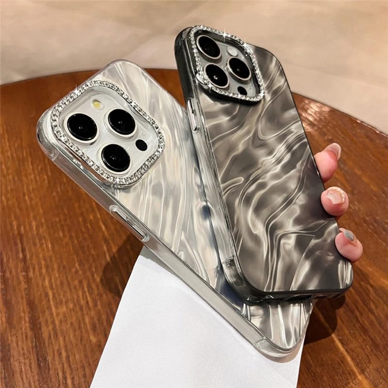 Image of DIZORO Compatible with iPhone 16 Pro Max Case | Marble Glossy Hard PC Back Cover with Diamond Camera Protector | Ultra Stylish Shockproof Back Cover Case for Girls Women-Desert