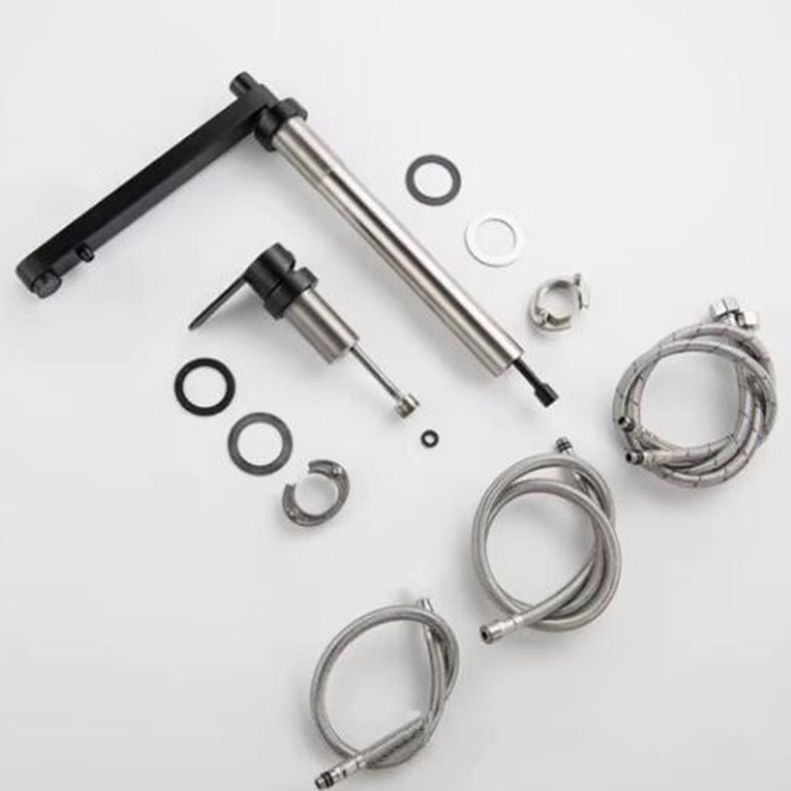 Bateria kuchenna z mechanizmem 3-drożnym, czarna, wersja 2-otworowa, stal nierdzewna, bateria kuchenna 3 w 1, czarna