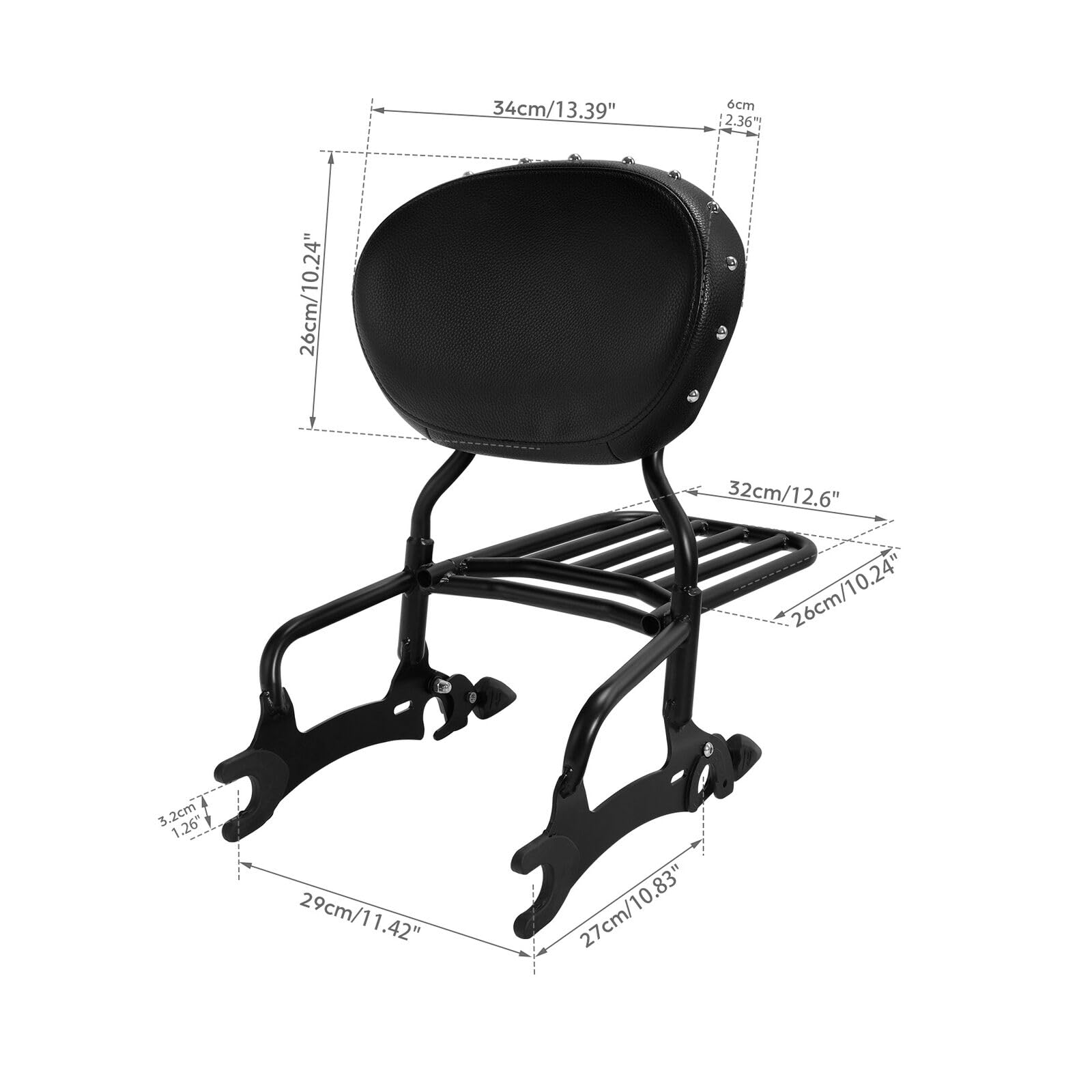 TCMT Rückenlehne Sissy Bar Gepäckträger passend für 2014–2025 Chieftain 2020–2025 Roadmaster Dark Horse 2021–2025 Indian Challenger Springfield 2020–2021 Indian Vintage