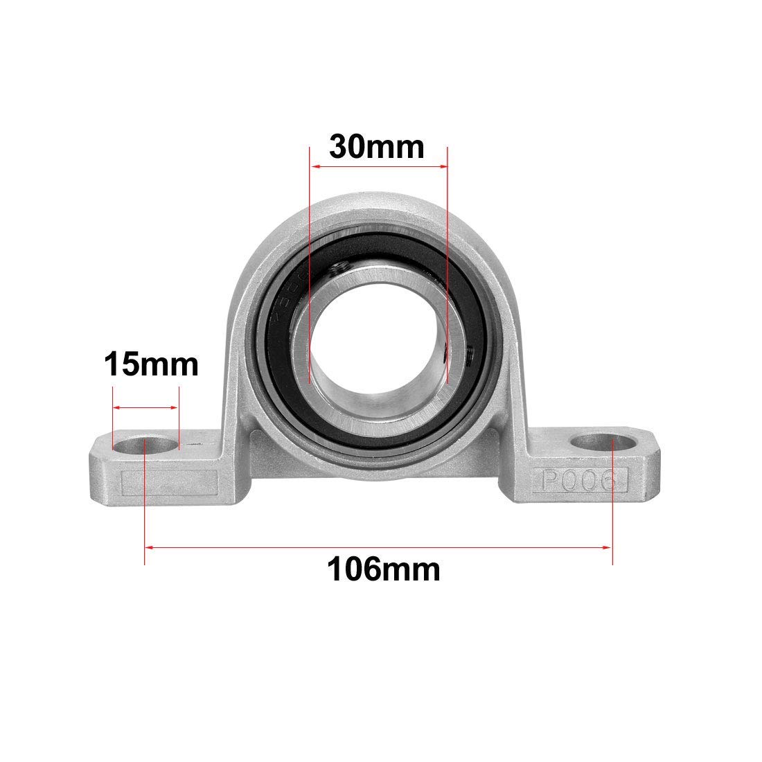 KP006 Roulement de bloc d'oreiller, diamètre d'alésage de 30 mm, alliage de zinc/acier chromé, vis de blocage, paquet de 1