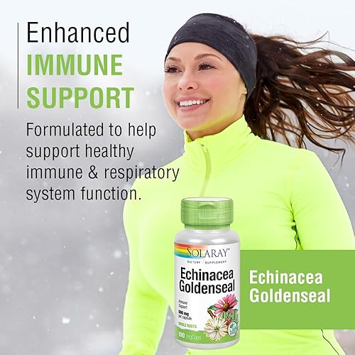 Miniatura 4 de SOLARAY Raíz de equinácea y raíz de sello de oro de 500 mg | Apoyo saludable del sistema inmunológico y respiratorio | Sin OMG, vegano y verificado