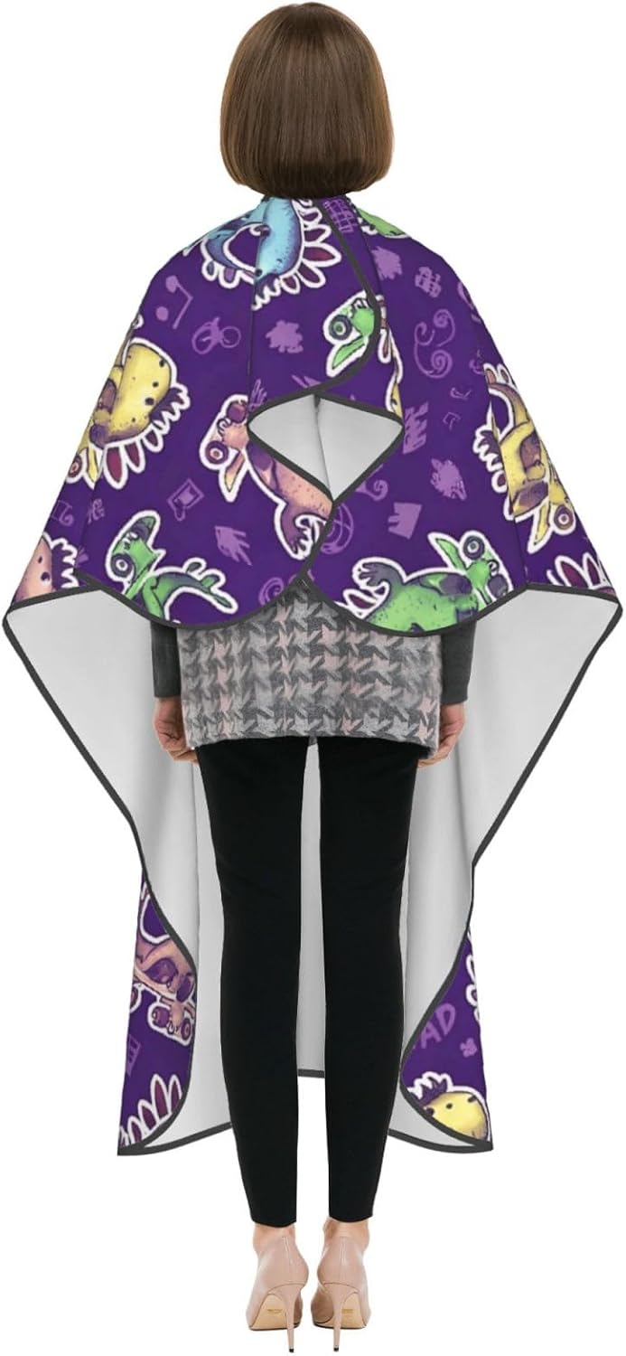 Cute Dinosaur Glasses Rides Skate Adult Hair Cutting Cape 55x66in Adjustable Snap Closure Salon Hairs Hat Shaving Bib