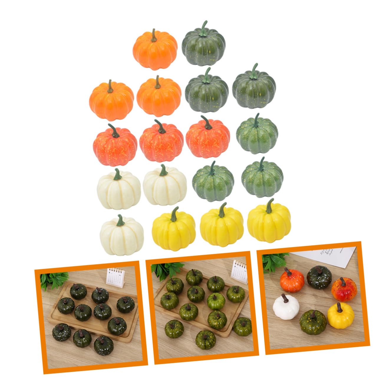 18pezzi Zucca di Halloween Decorativa in Ornamento di Zucca Artificiale per Feste di Halloween Oggetti di Scena per Decorazioni