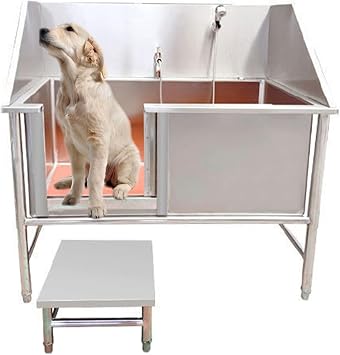 Dog Bathtub,Pet Wash Station,Professional Stainless Steel Dog Bathing Station,Dog Grooming Tub,Non-Skid Dog Washing Station With Faucet,Floor Grate And Drain Kit39in/100cm