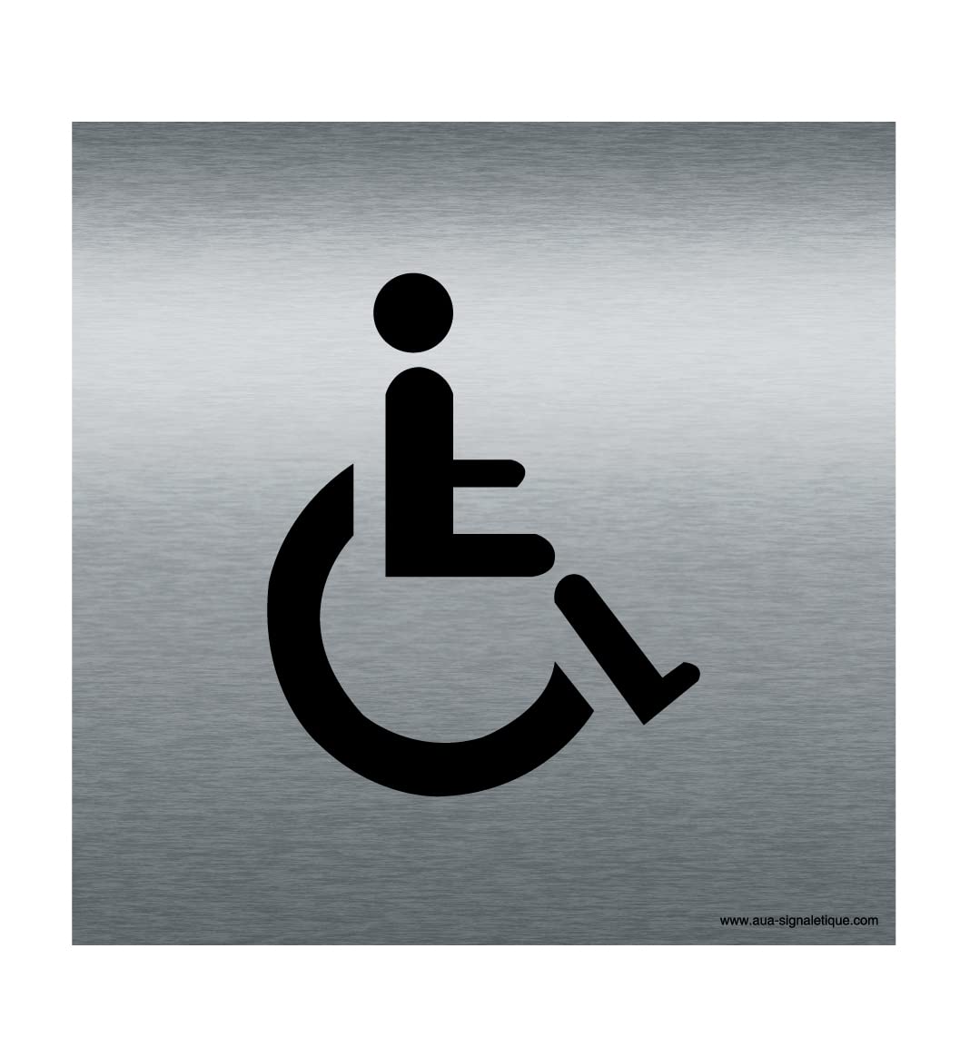 AUA SIGNALETIQUE - Plaque Alu Brossé Handicapé - 200x200 mm, Alu Argent, 200 x 200 mm