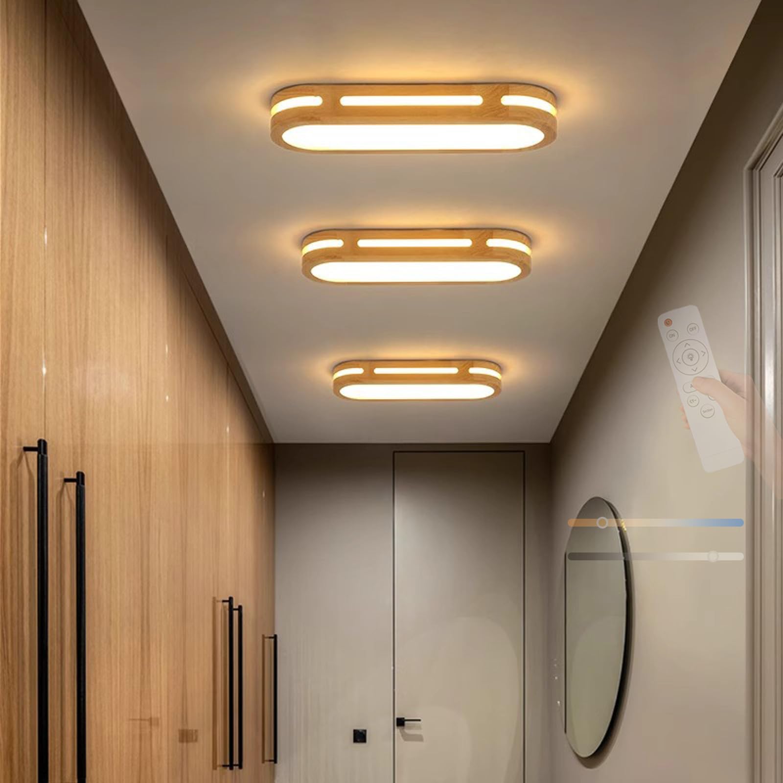 Plafonnier moderne intérieur LED bois avec télécommande 2700K-6500K - 8