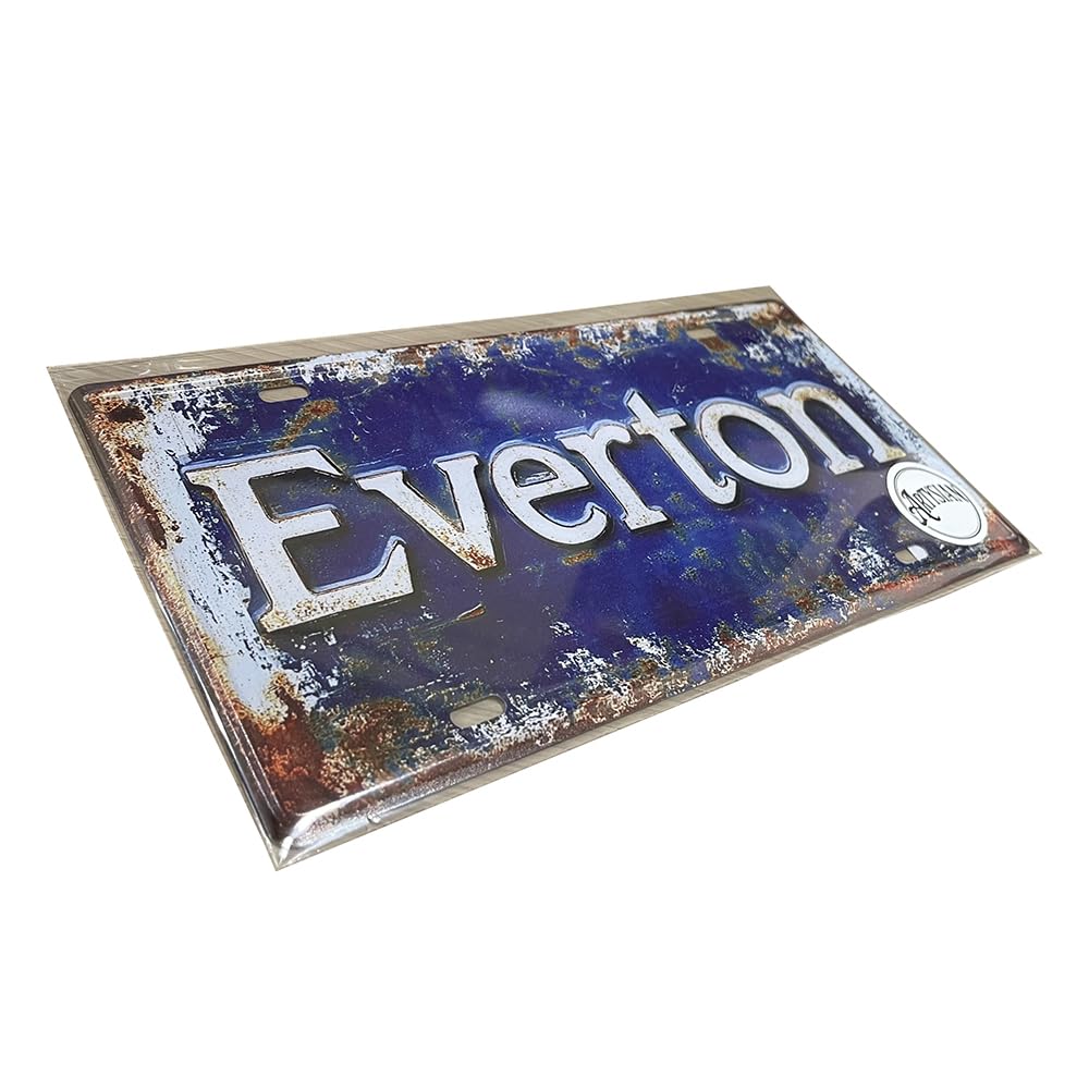 Vintage Everton Metal Sign - Retro District Wall Art Plaque (30x15cm) - Classic Blue Heritage Decor - Rustic Accessory for Man Cave, Pub, Home Bar, Garage - Merseyside Souvenir