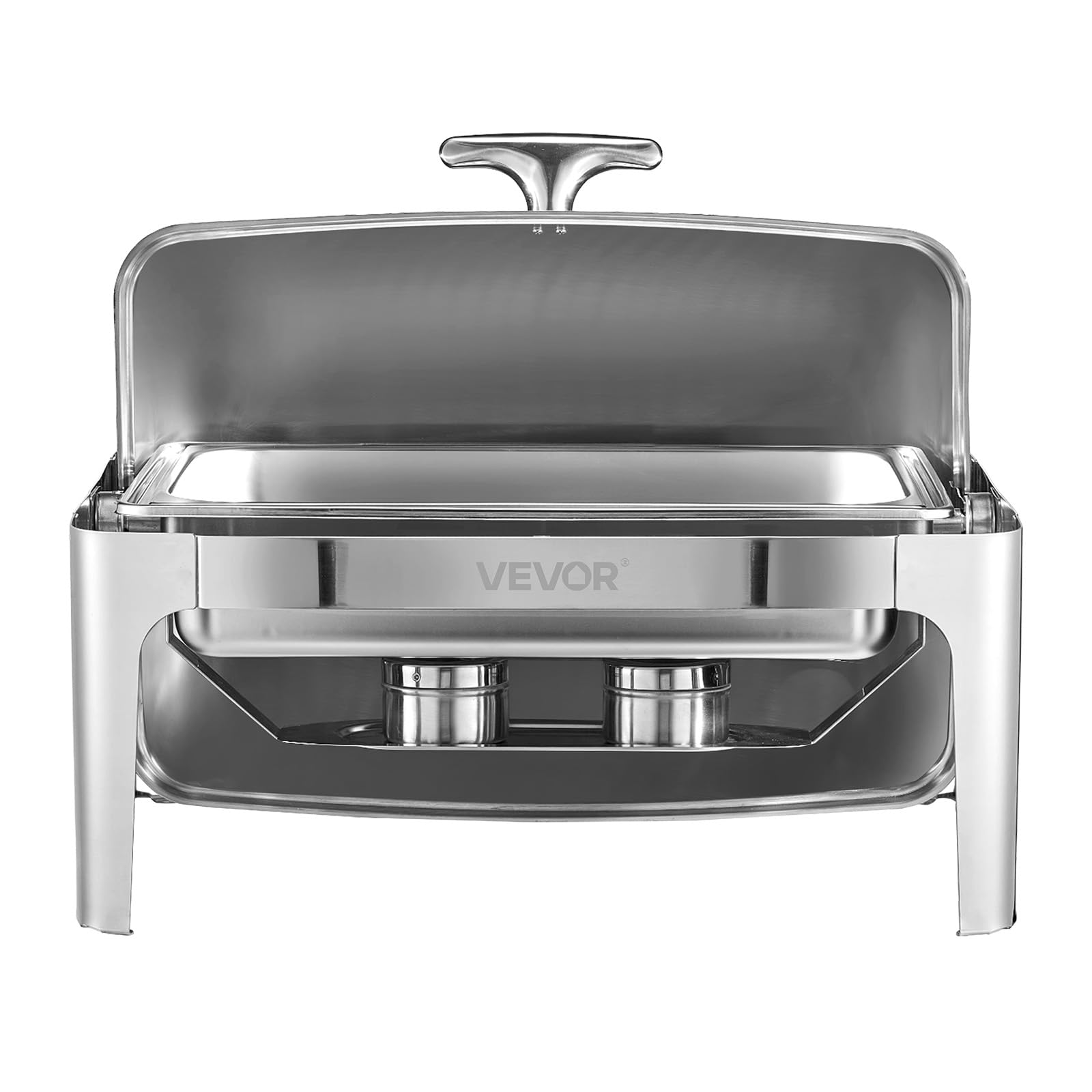 VEVOR Set di Scaldavivande 8,5 L Scaldavivande Rettangolare in Acciaio Inox, con Padella di Dimensioni Standard, Coperchio, Supporto Pieghevole per Acqua, Supporto per Carburante, Clip per Pasti