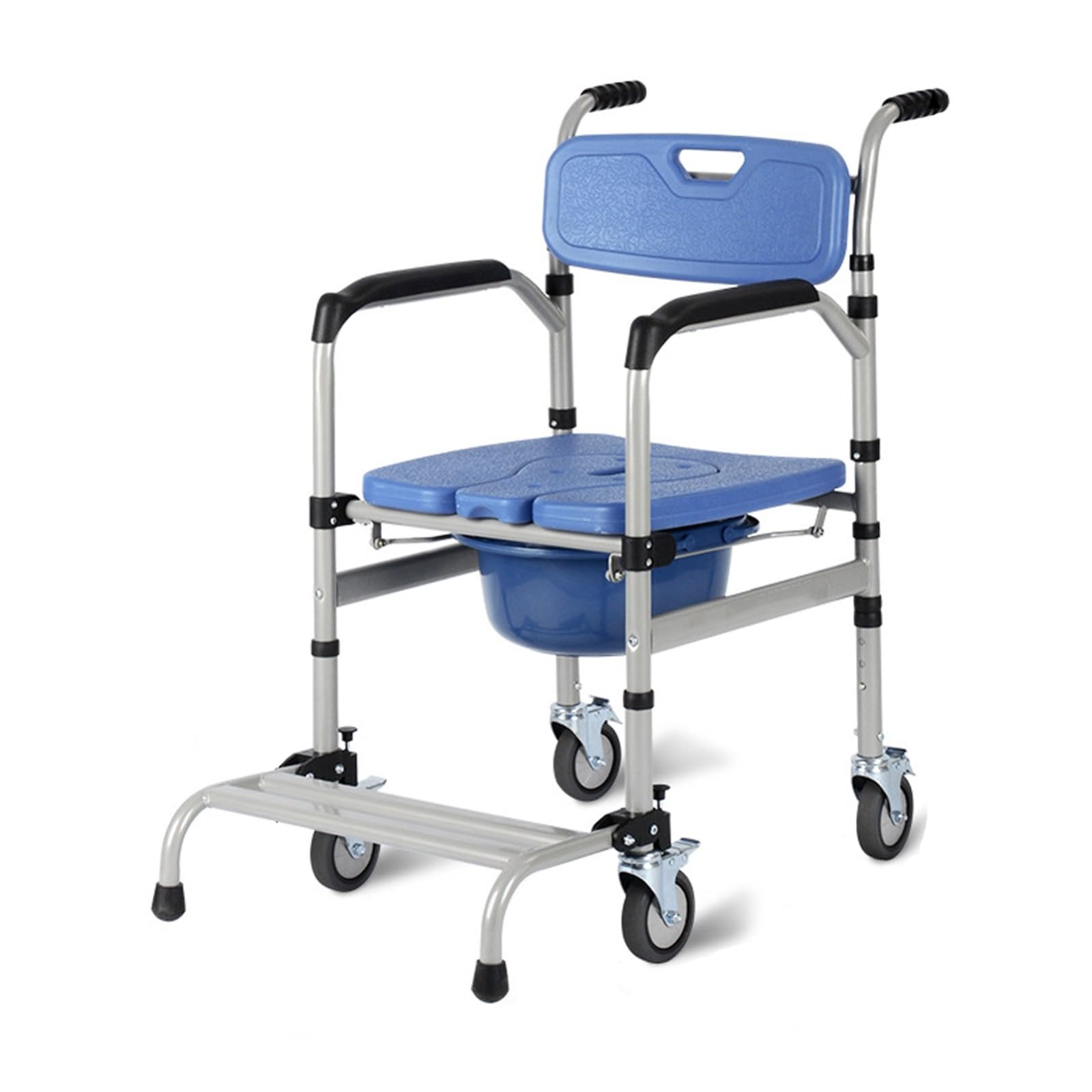 BHGFYXBS Shower Chair With Wheels And Adjustable Height For Elderly And Disabled Portable Commode Chair With Footrests And Waterproof Design Rolling Toilet Chair With Moveable Po,C