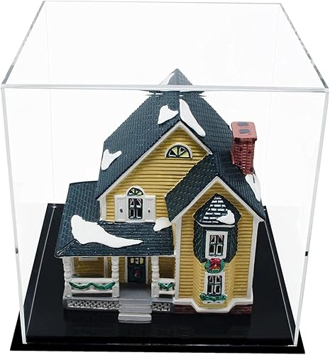 Vista 208 de Better Display Cases Versátil vitrina de acrílico transparente - Caja rectangular grande con base blanca 18" x 12" x 3" (BK09)