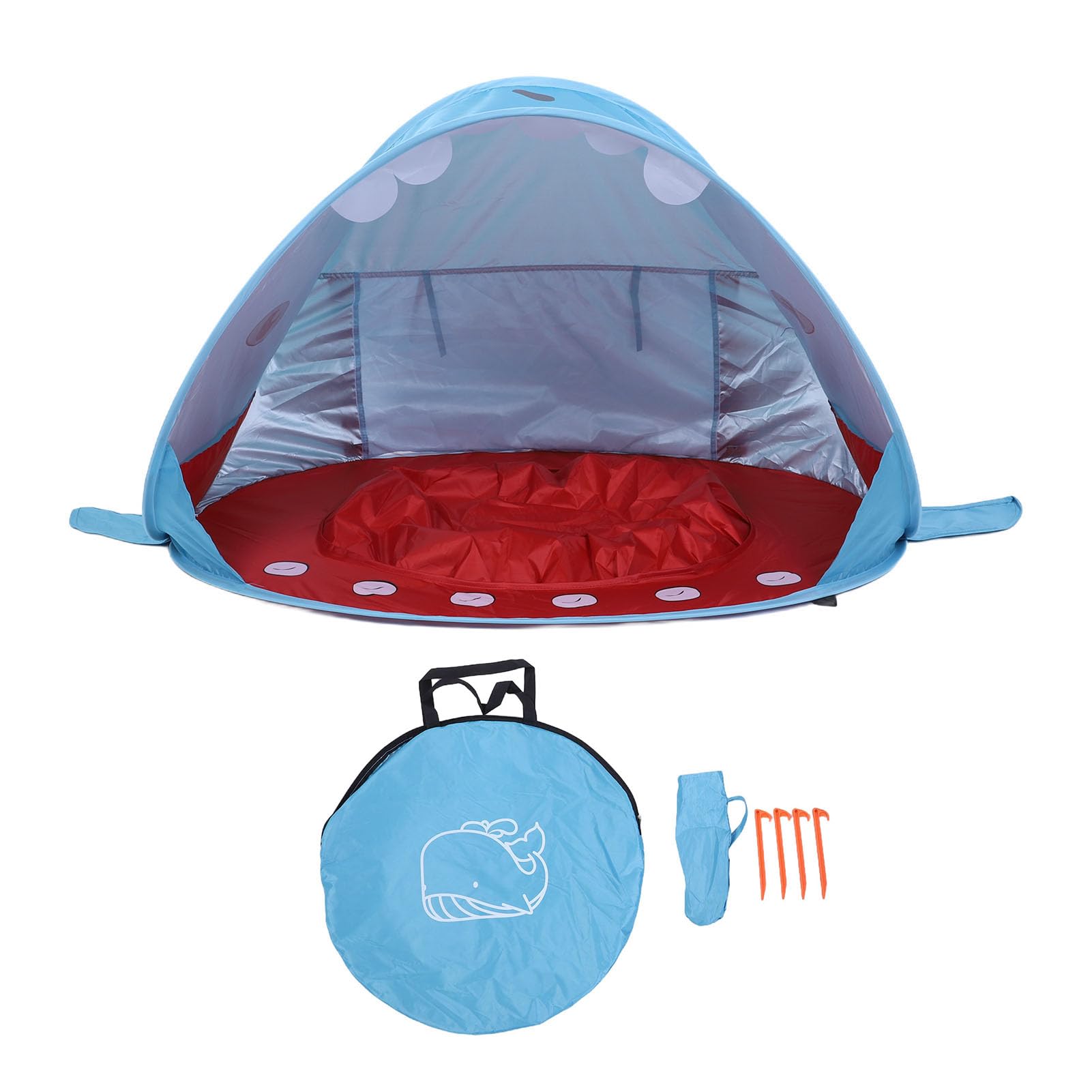 Alomejor Carpa de Playa para bebé, Refugio Solar Emergente de Poliéster con Piscina Incorporada, Carpa de Viaje para bebé con Forma de Ballena 47.24 X 31.5 X 27.56 Pulgadas para Uso en la Playa Al