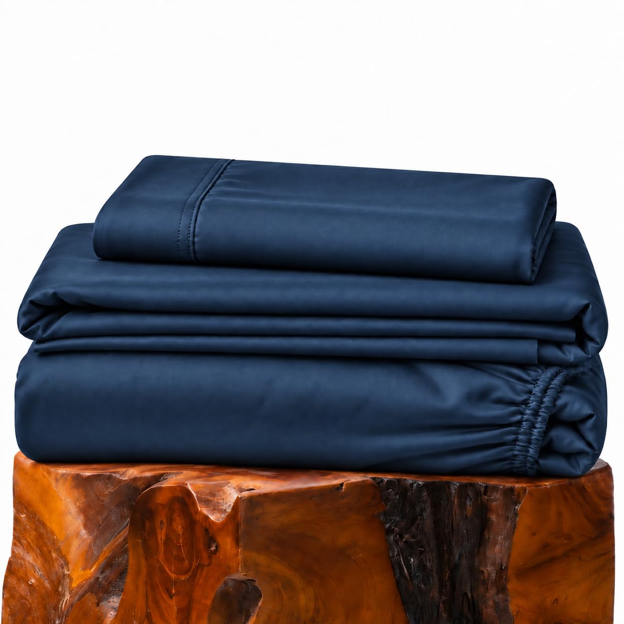 Olive + Crate Tencel Sheets, Twin XL French Navy, 16-Inch Deep Pocket
