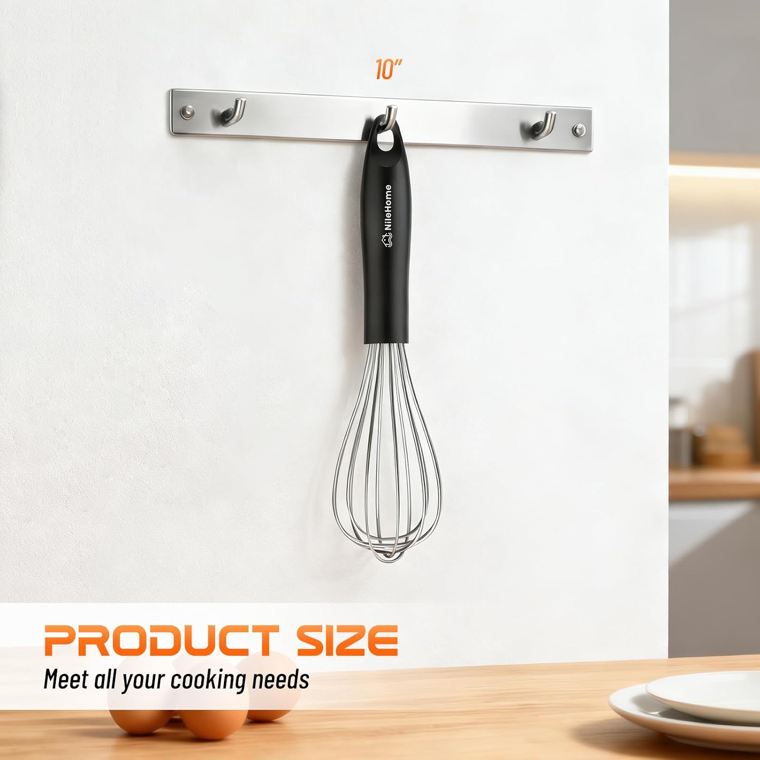 NileHome Whisk 10" Kitchen Whisk,Black Silver image 2