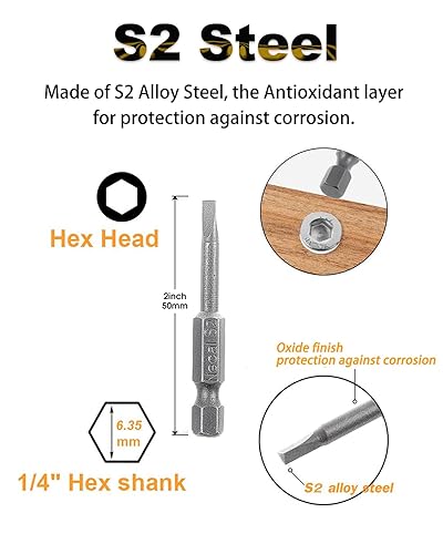 Miniatura 3 de Rocaris Paquete de 6 brocas de cabeza triangular de vástago hexagonal de 14 de pulgada, juego de brocas de acero S2, TA18, TA20, TA23, TA25, TA27,