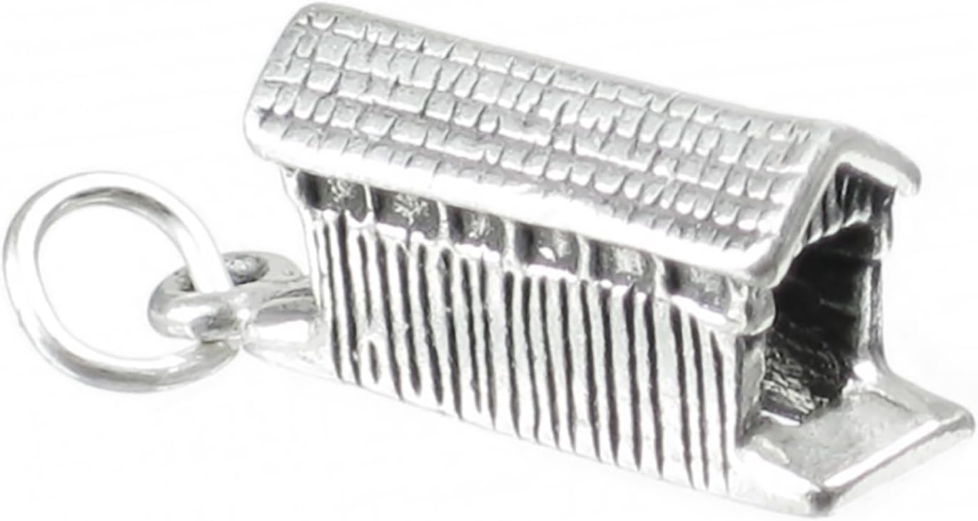 Covered Bridge 3D 925 Sterling Silver Charm Pendant Bracelet Jewelry Making Supply