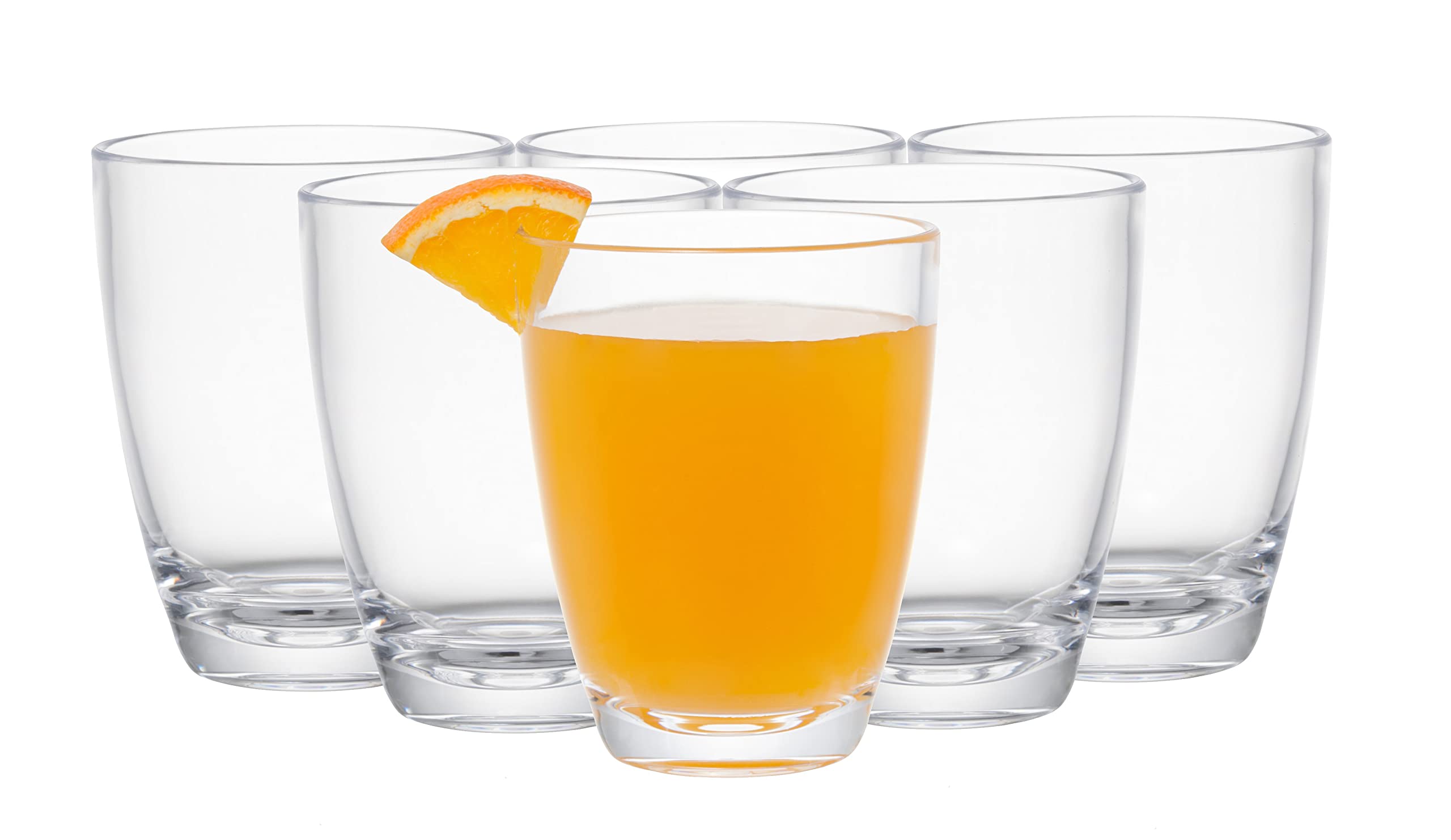 KLIFA - Seria ETON, szklanki do picia z akrylu, zestaw 6, bez BPA, można układać w stos, 40 ml, przezroczyste
