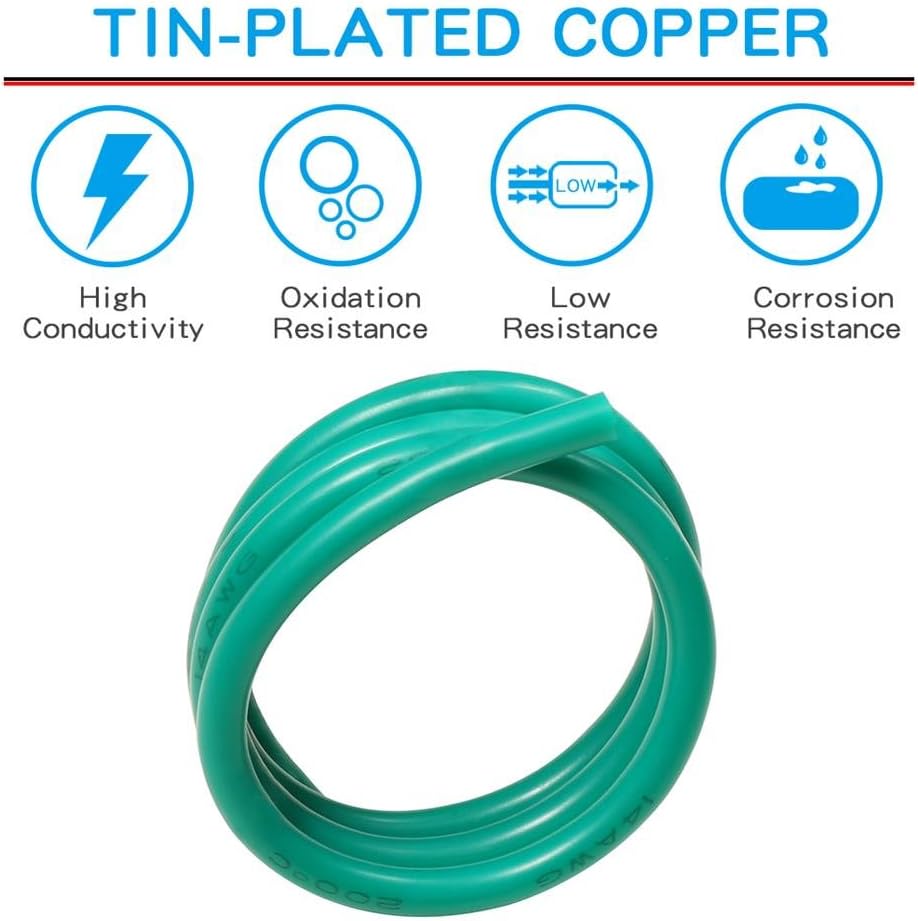 BNTECHGO 14 Gauge Silicone Wire Spool 40 ft Green Flexible 14 AWG Stranded Tinned Copper Wire